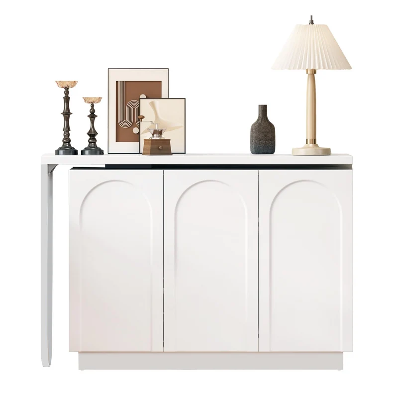 Bureau d'angle table de bar pivotant blanc rangement à arches 110cm RIFTMYRATHOR