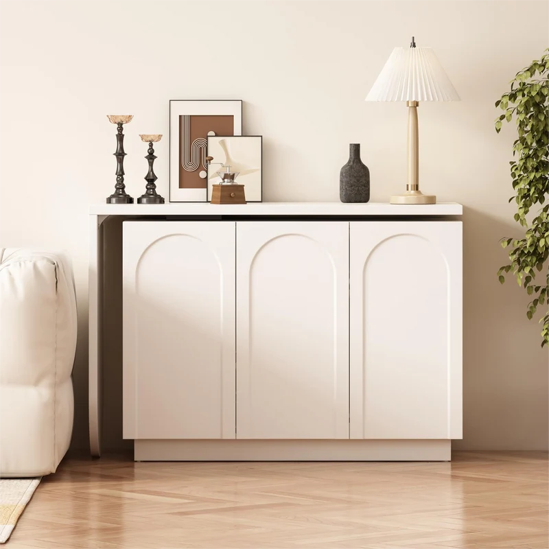 Bureau d'angle table de bar pivotant blanc rangement à arches 110cm RIFTMYRATHOR