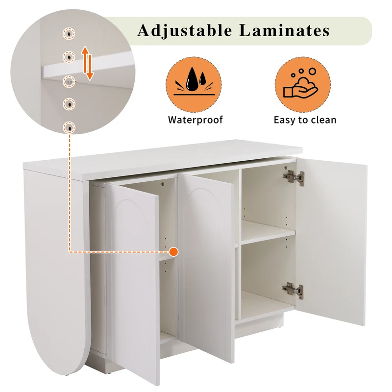 Bureau d'angle table de bar pivotant blanc rangement à arches 110cm RIFTMYRATHOR