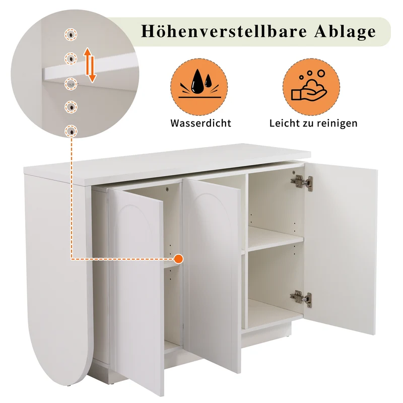 Bureau d'angle table de bar pivotant blanc rangement à arches 110cm RIFTMYRATHOR