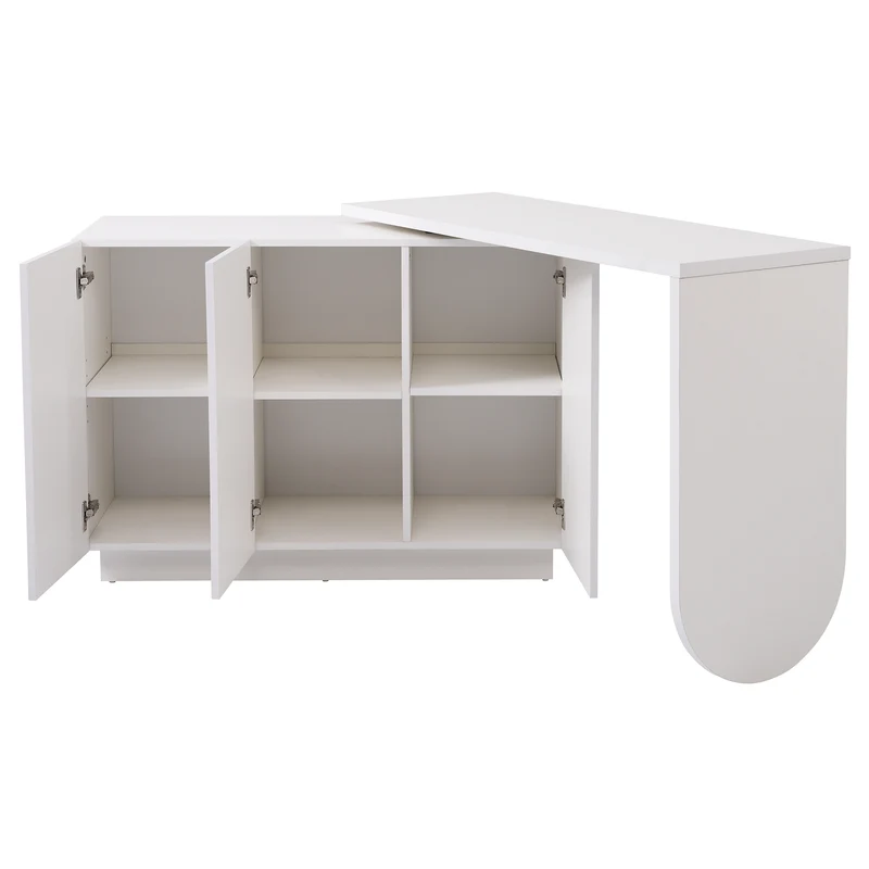 Bureau d'angle table de bar pivotant blanc rangement à arches 110cm RIFTMYRATHOR