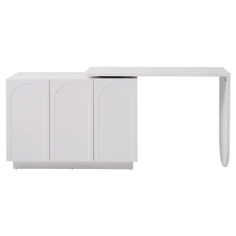 Bureau d'angle table de bar pivotant blanc rangement à arches 110cm RIFTMYRATHOR
