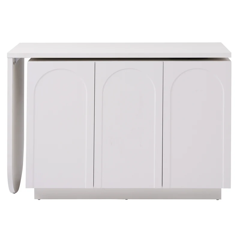 Bureau d'angle table de bar pivotant blanc rangement à arches 110cm RIFTMYRATHOR
