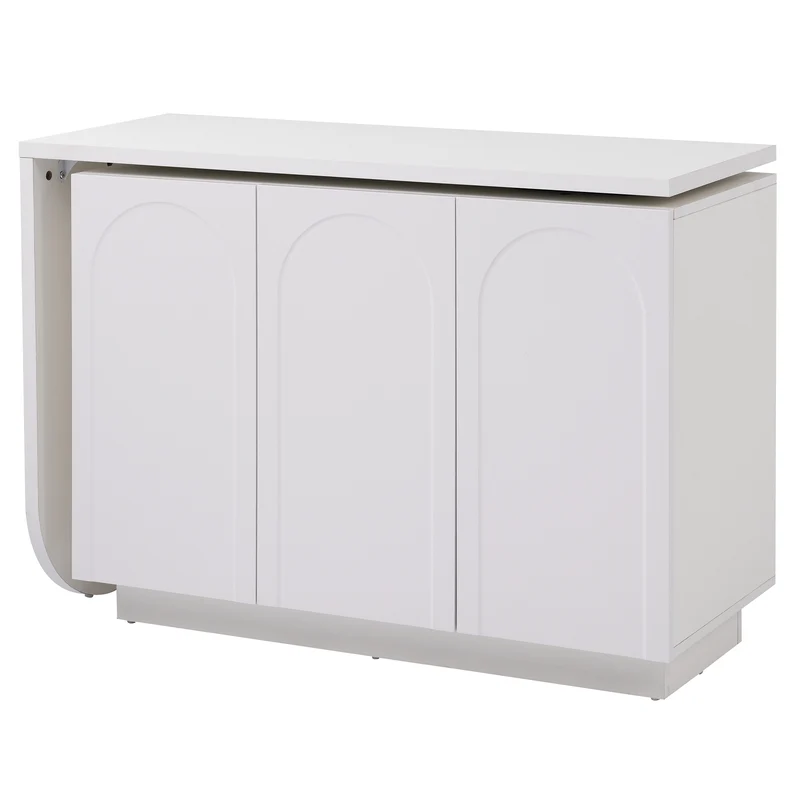 Bureau d'angle table de bar pivotant blanc rangement à arches 110cm RIFTMYRATHOR