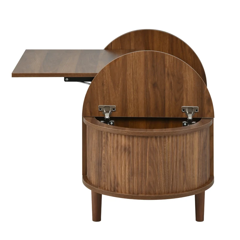 Table basse ovale rélevable effet noyer vintage 2 portes 100x48cm FLAREARAA