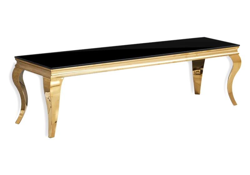 Meuble TV verre noir design doré - Neo