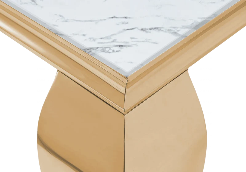 Meuble TV marbre blanc design doré - Neo