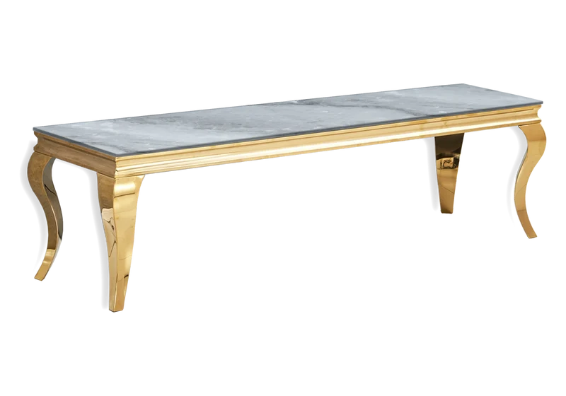 Meuble TV marbre gris design doré - Neo