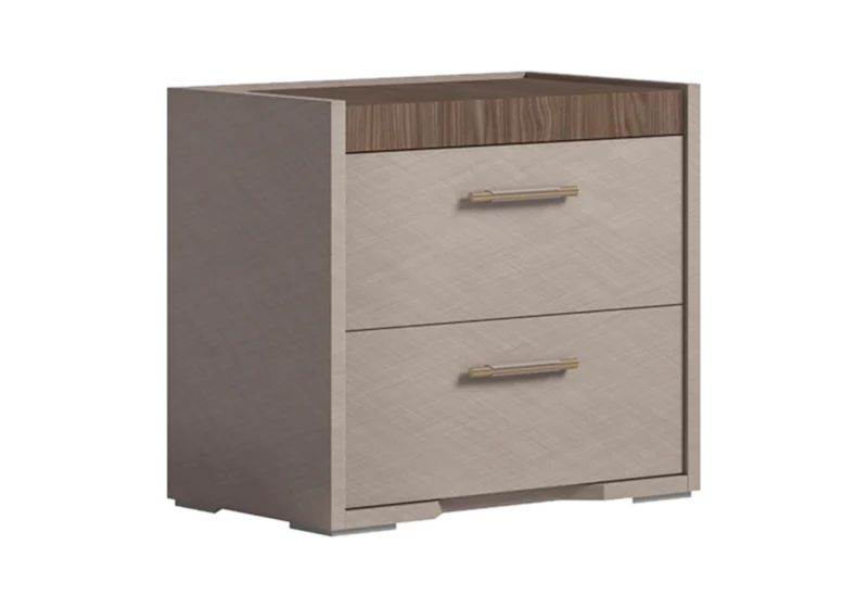 Table de chevet 2 tiroirs bois corde et noyer design - Nora