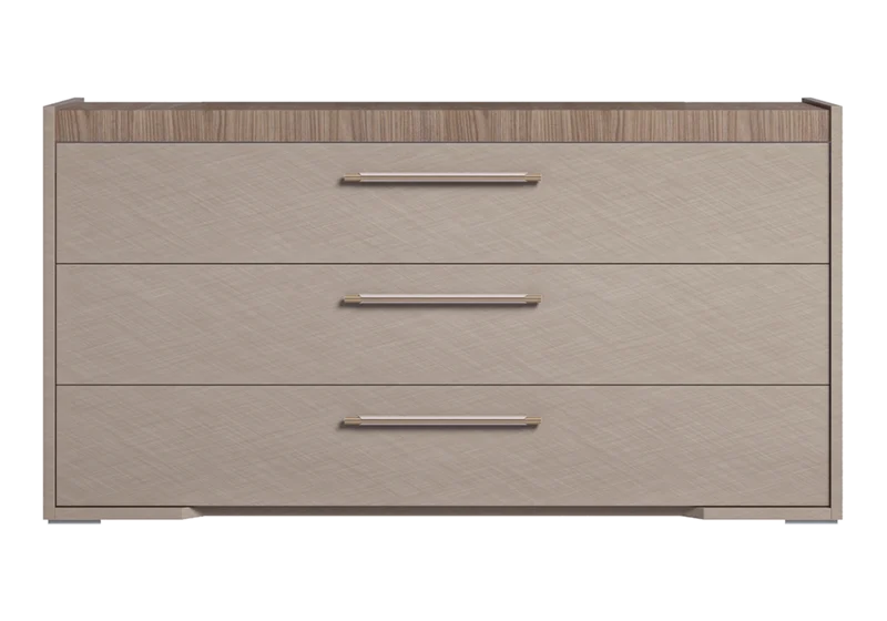 Commode 3 tiroirs bois corde et noyer design - Nora