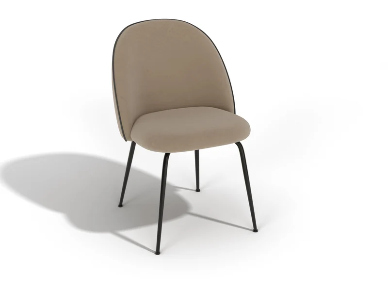 Lot de 2 chaises ELLA Velours avec piping pieds noirs