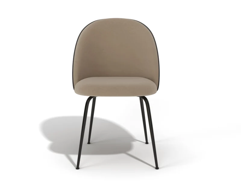 Lot de 2 chaises ELLA Velours avec piping pieds noirs