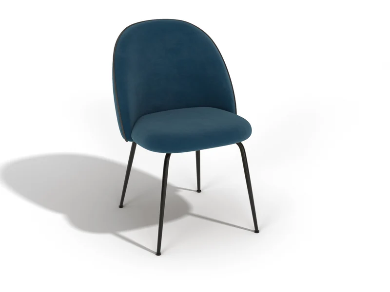 Lot de 2 chaises ELLA Velours avec piping pieds noirs