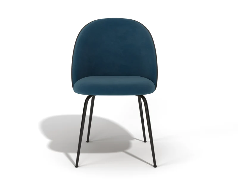 Lot de 2 chaises ELLA Velours avec piping pieds noirs