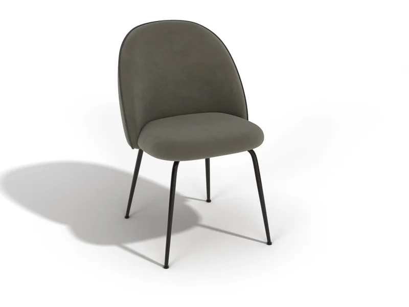Lot de 2 chaises ELLA Velours avec piping pieds noirs