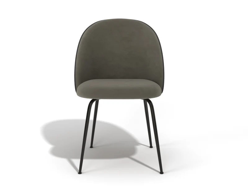 Lot de 2 chaises ELLA Velours avec piping pieds noirs