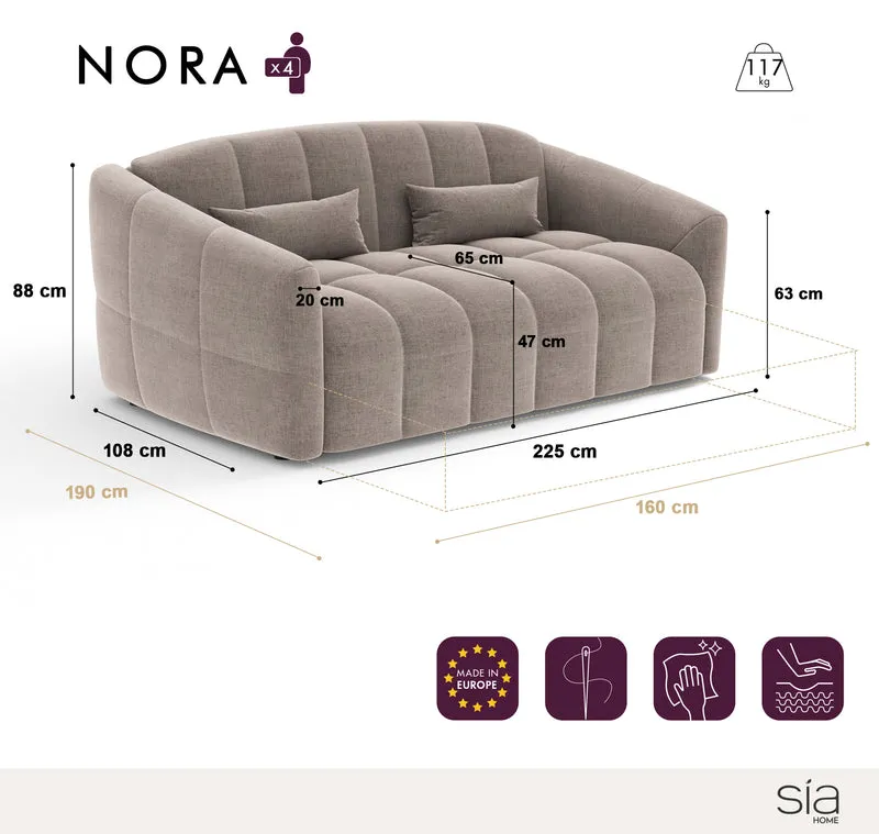 Canapé convertible express matelas 160cm NORA Tissu Velours