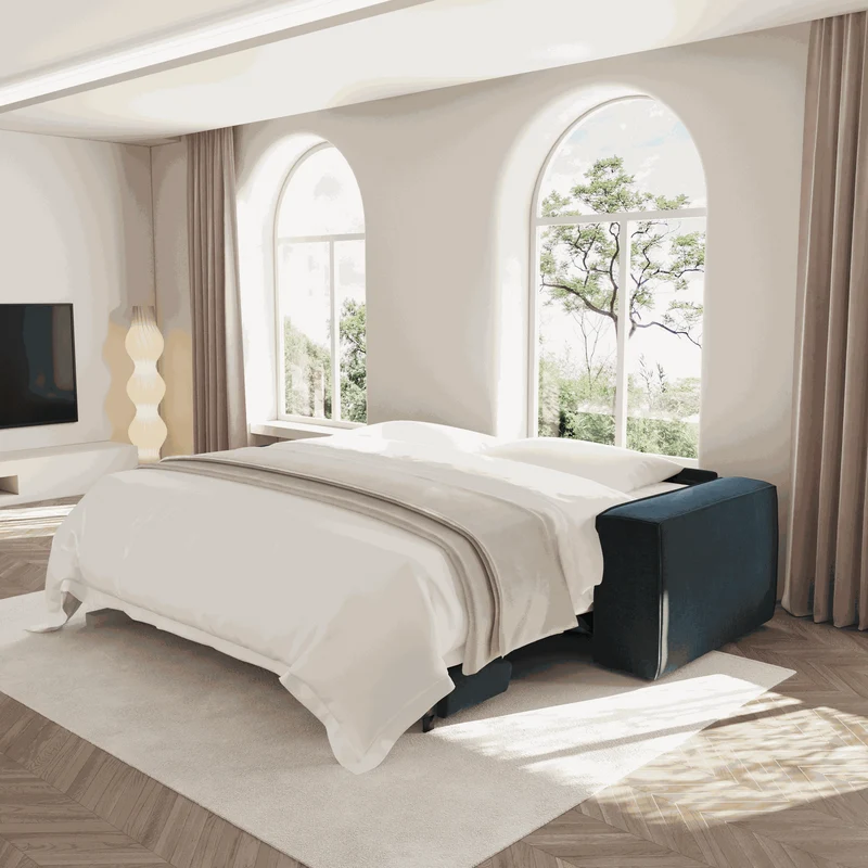 Canapé convertible express JOAN Velours - Matelas Dunlopillo 160cm