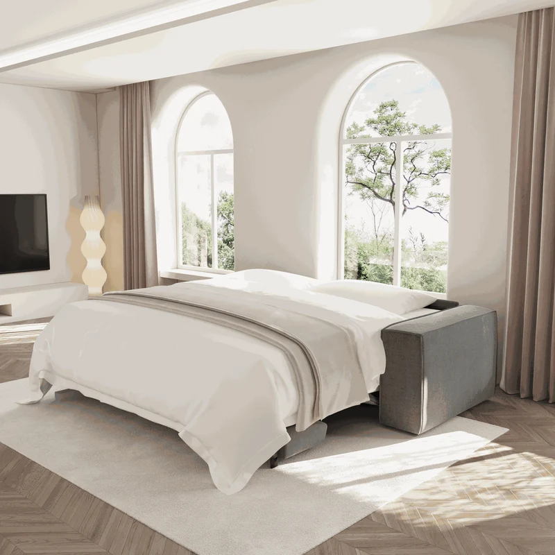 Canapé convertible express JOAN Velours - Matelas Dunlopillo 160cm