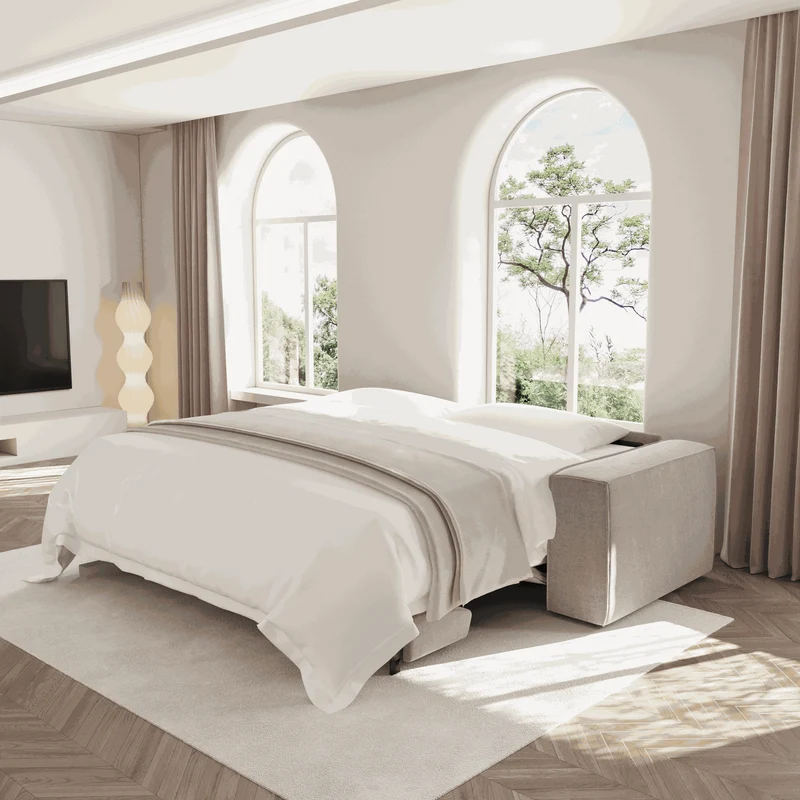 Canapé convertible express JOAN Velours - Matelas Dunlopillo 140cm