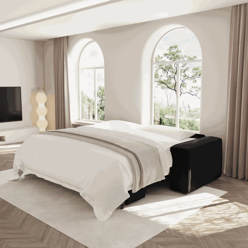 Canapé convertible express JOAN Velours - Matelas Dunlopillo 140cm