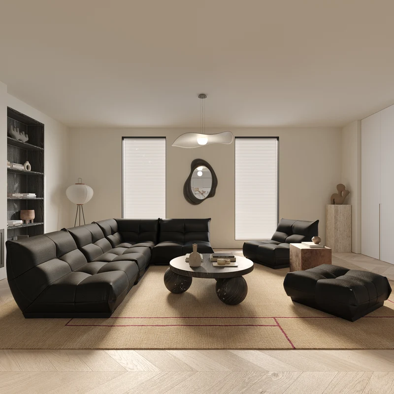 Canapé grand angle gauche COZY Cuir