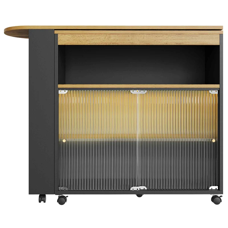 Table de bar mobile pivotante noire avec éclairage LED – 138–204 x 39 x 105 cm – INFINITEINFINIX