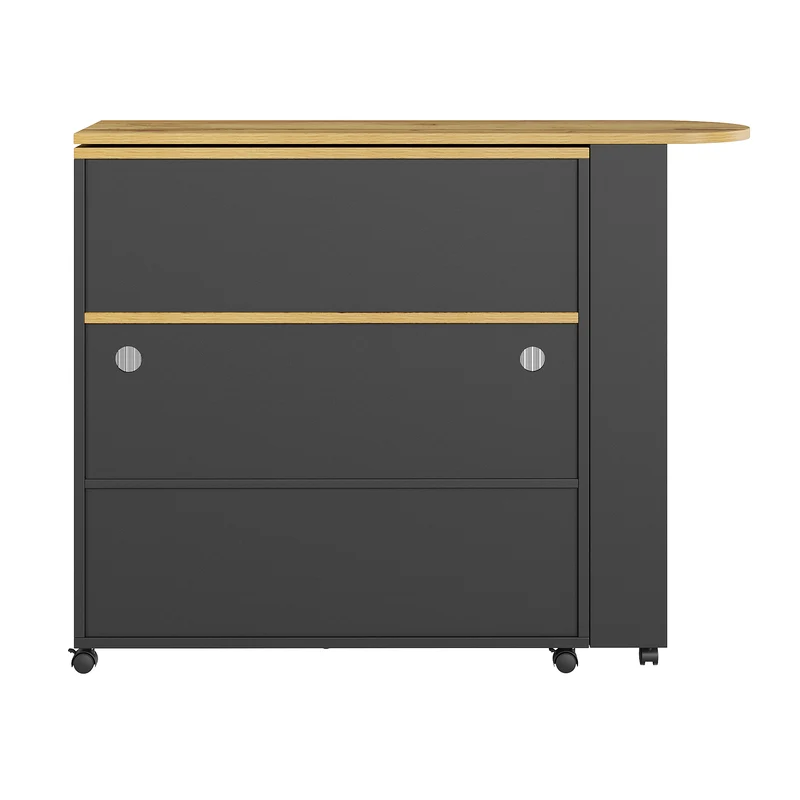 Table de bar mobile pivotante noire avec éclairage LED – 138–204 x 39 x 105 cm – INFINITEINFINIX