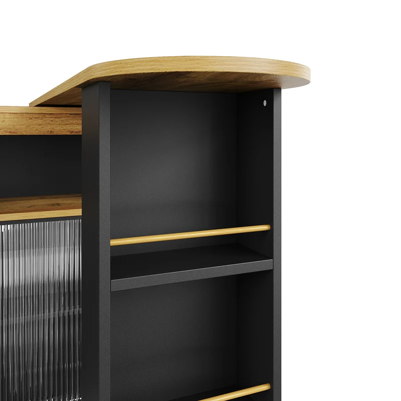 Table de bar mobile pivotante noire avec éclairage LED – 138–204 x 39 x 105 cm – INFINITEINFINIX