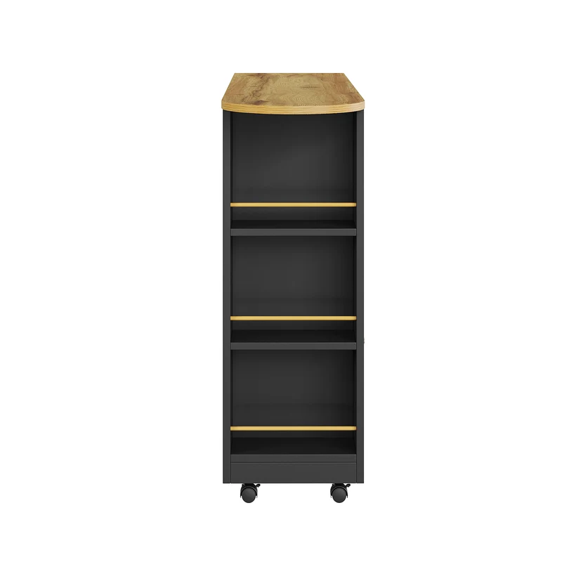 Table de bar mobile pivotante noire avec éclairage LED – 138–204 x 39 x 105 cm – INFINITEINFINIX