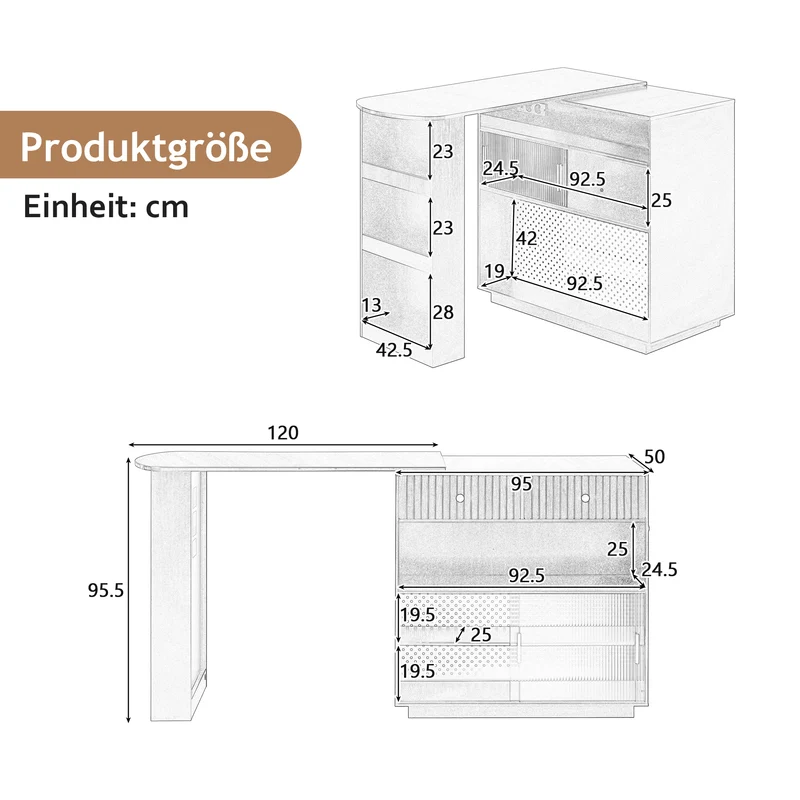 Table de bar extensible noir et pivotant 360° avec LED et prises 120x50x95,5 cm FLAREITYY
