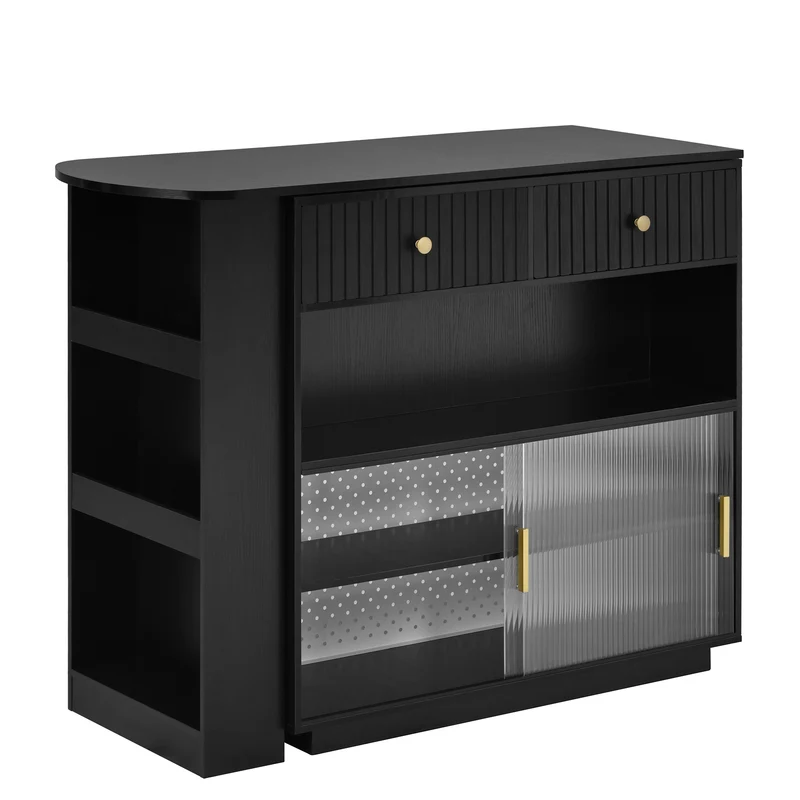 Table de bar extensible noir et pivotant 360° avec LED et prises 120x50x95,5 cm FLAREITYY