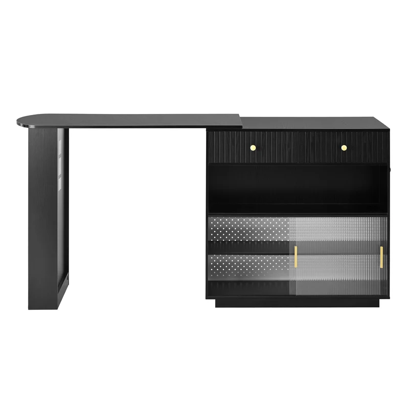 Table de bar extensible noir et pivotant 360° avec LED et prises 120x50x95,5 cm FLAREITYY