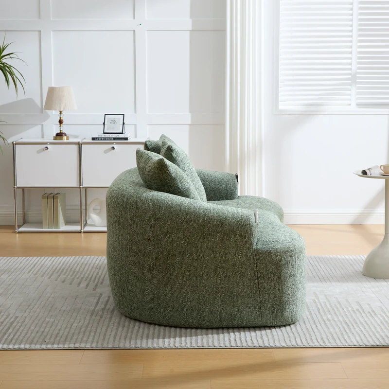Canapé 2 places en chenille vert coussins profonds sans montage 164cm FLAREMOMENTUU