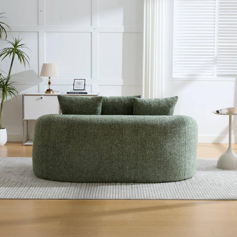 Canapé 2 places en chenille vert coussins profonds sans montage 164cm FLAREMOMENTUU