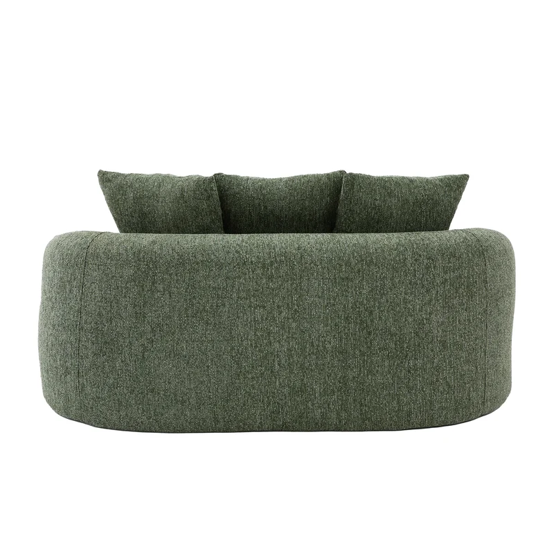 Canapé 2 places en chenille vert coussins profonds sans montage 164cm FLAREMOMENTUU