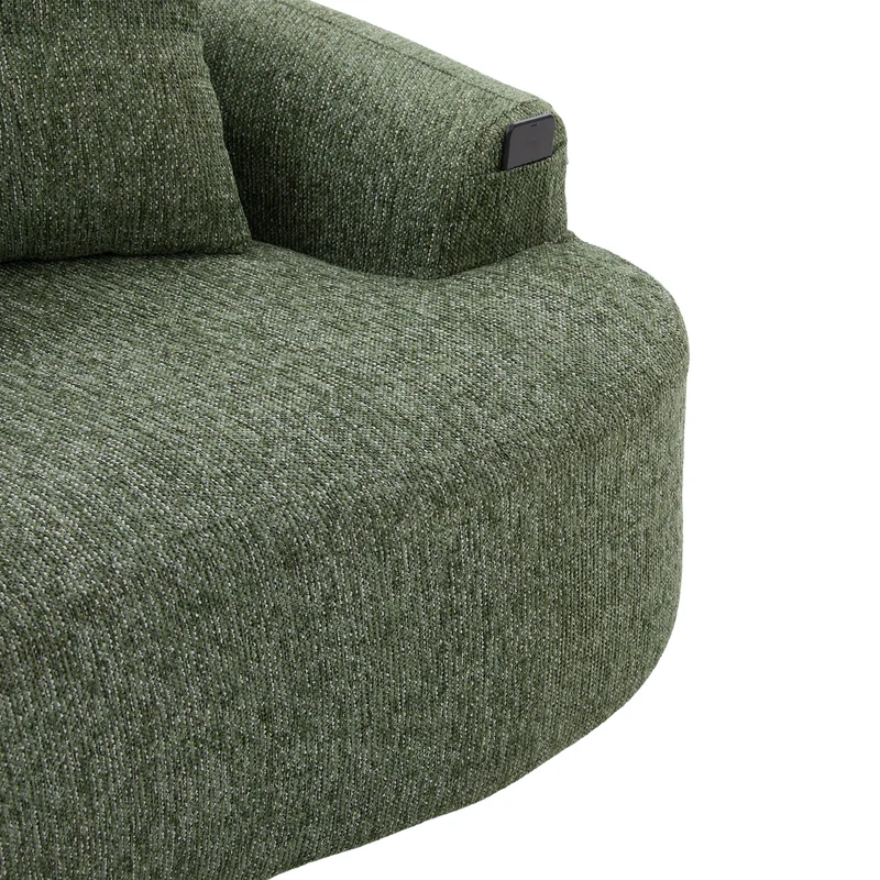 Canapé 2 places en chenille vert coussins profonds sans montage 164cm FLAREMOMENTUU