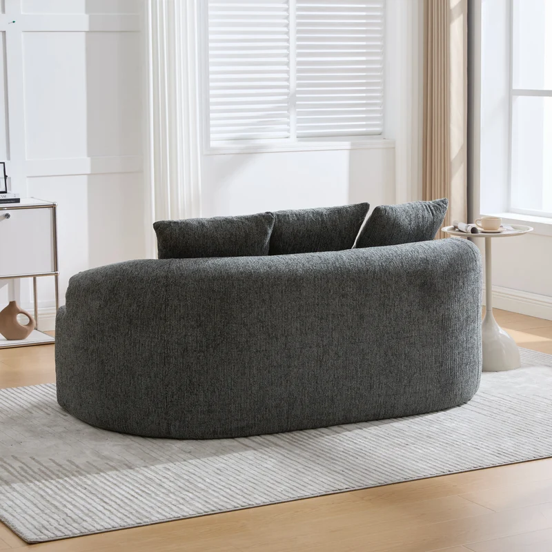 Canapé 2 places en chenille grise coussins profonds sans montage 164cm FLAREMERIDIA