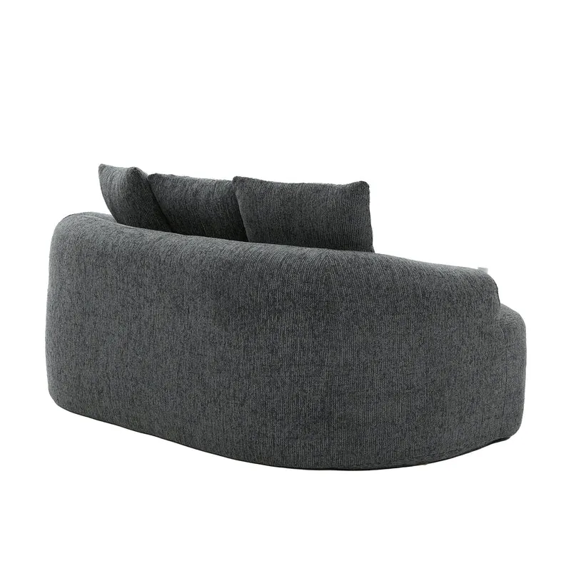 Canapé 2 places en chenille grise coussins profonds sans montage 164cm FLAREMERIDIA