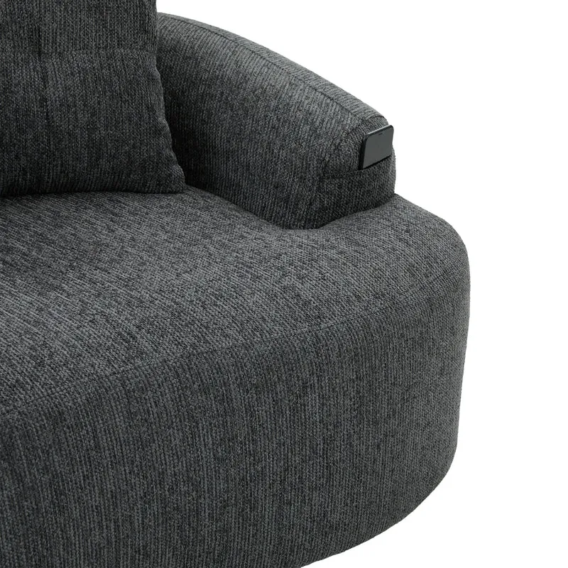 Canapé 2 places en chenille grise coussins profonds sans montage 164cm FLAREMERIDIA