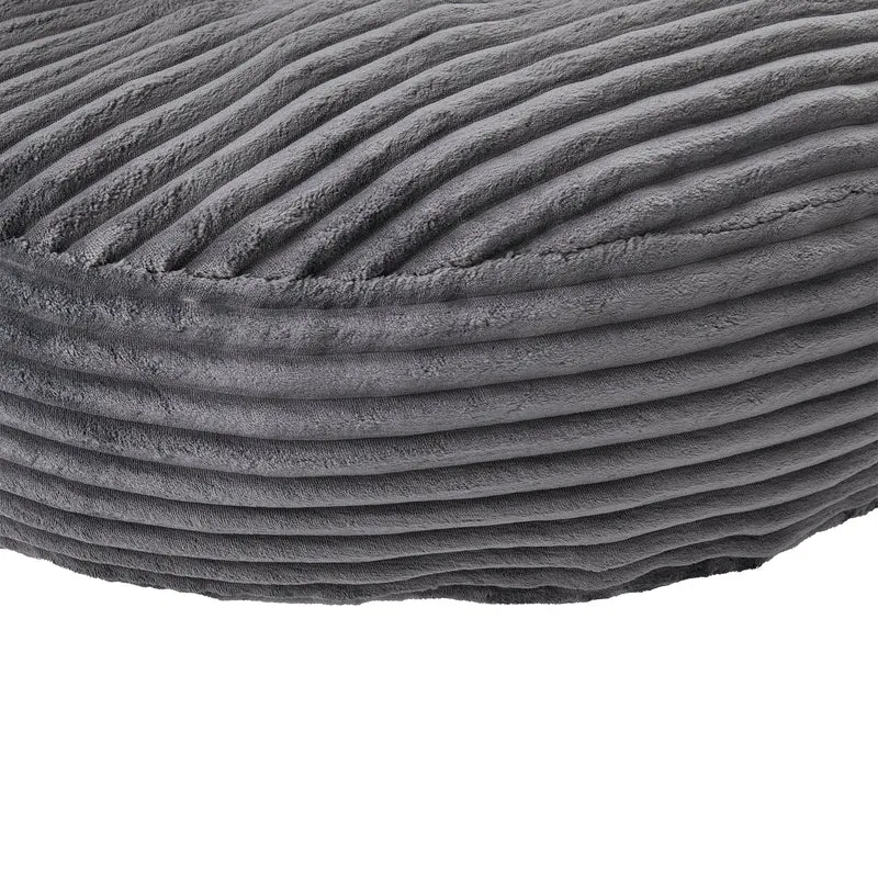 Grand fauteuil rond en velours côtelé gris chaise lounge avec trois coussins FLAREINFIN