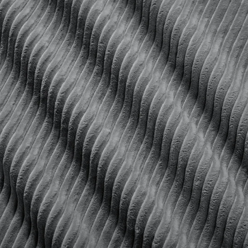 Canapé d'angle modulable en velours côtelé gris avec méridienne et accoudoirs courbés, sans montage FLARECLAR