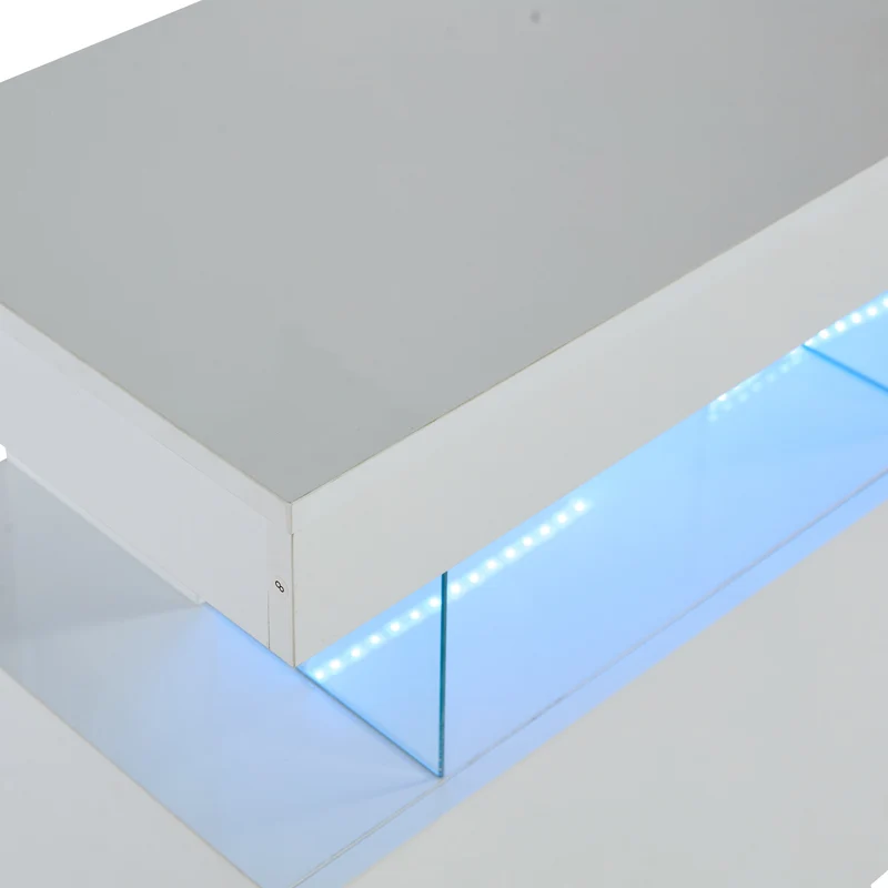 Buffet blanc brillant avec éclairage LED 2 portes 3 tiroirs REZER