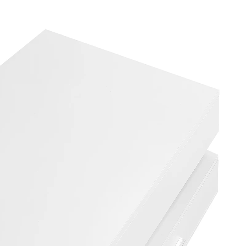 Table basse blanche plateau relevable à hauteur réglable 2 tiroirs et espace de rangement ouvert avec éclairage LED 100*50*44 cm ZAKS WHITE