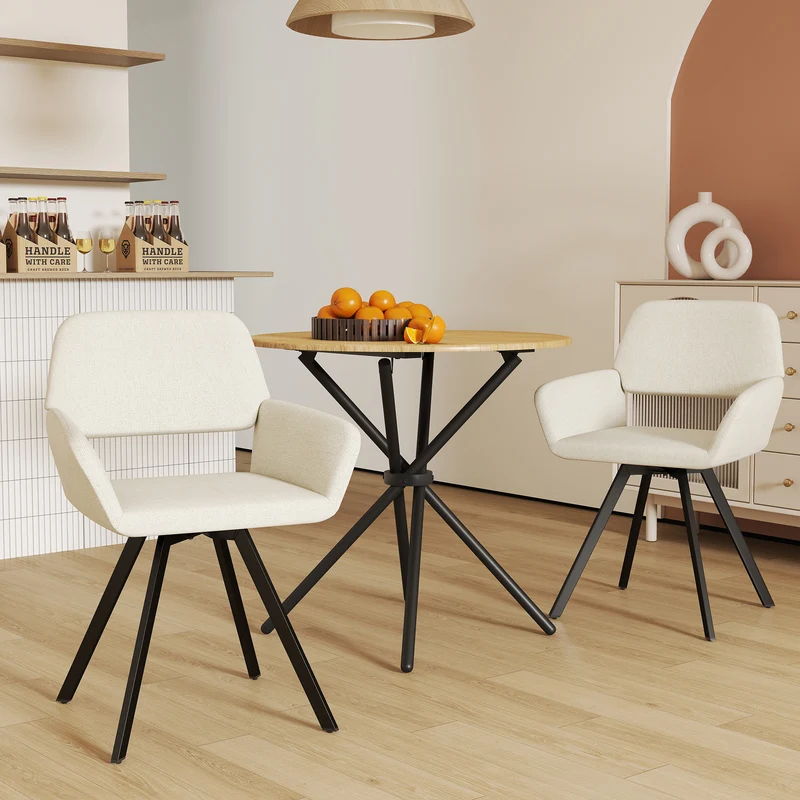 Lot de 2 chaises de salle à manger scandinaves rotative tissu beige CALIFORNIA KD BEIGE SWIVEL