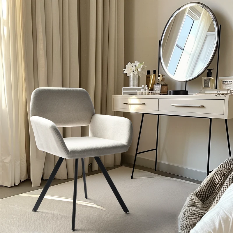 Lot de 2 chaises de salle à manger scandinaves rotative tissu beige CALIFORNIA KD BEIGE SWIVEL