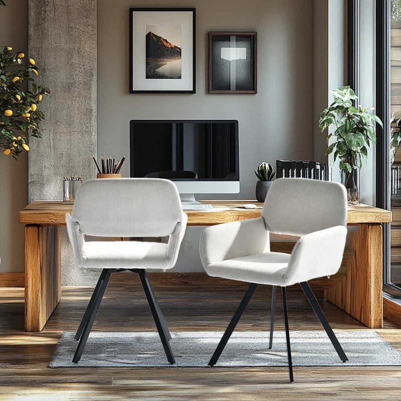 Lot de 2 chaises de salle à manger scandinaves rotative tissu beige CALIFORNIA KD BEIGE SWIVEL