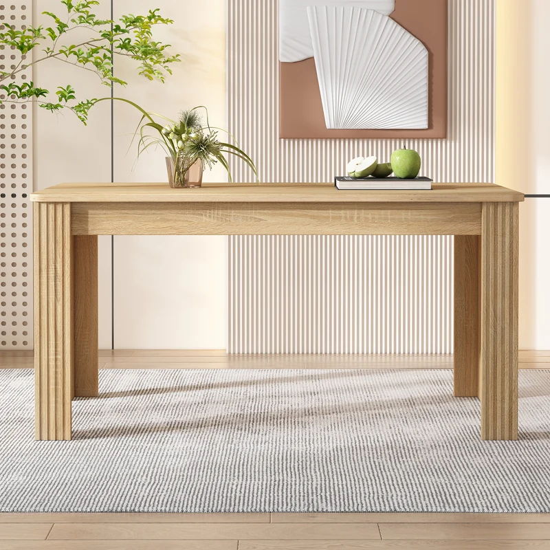 Table de salle rectangulaire naturelle en bois de chêne robuste 117x68 SUKNIEKS