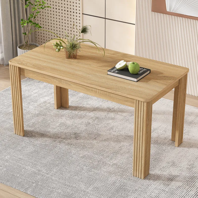 Table de salle rectangulaire naturelle en bois de chêne robuste 117x68 SUKNIEKS