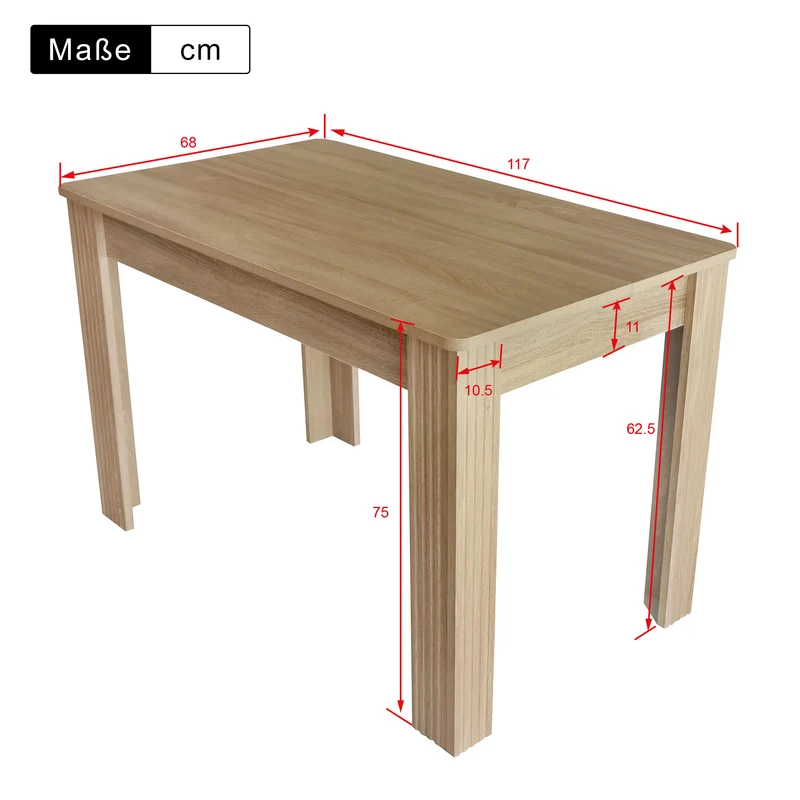 Table de salle rectangulaire naturelle en bois de chêne robuste 117x68 SUKNIEKS